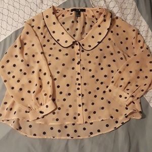 F21 Sheer Polka Dot Blouse M!
